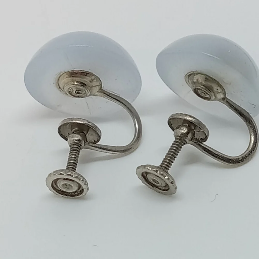 * vintage white moonglow screwback earrings